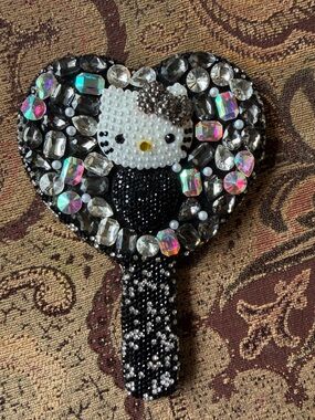 Handmade Hello Kitty Rhinestone Hand Mirror